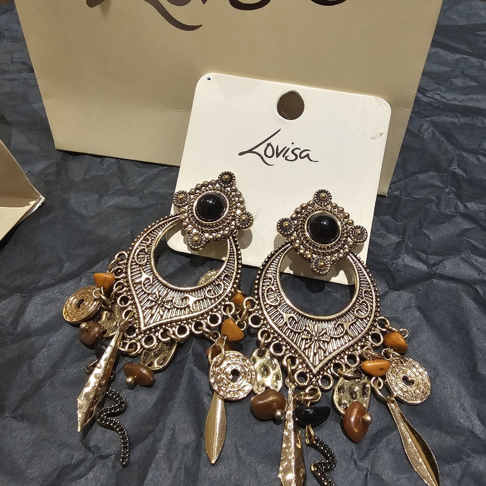 Antique Indian Pakistani traditional, Gold Bead Drop Jhumka Earrings
